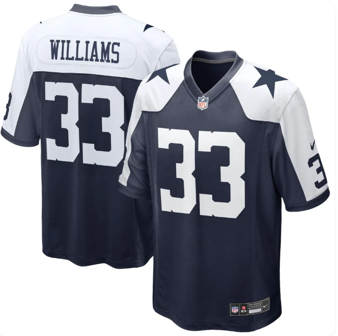 Men's Dallas Cowboys Javonte Williams Nike Alternate Game Jersey – Navy