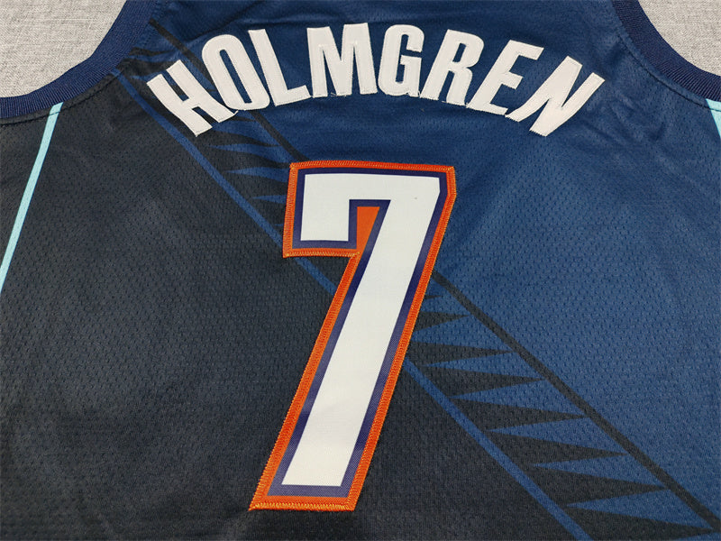 Men's Oklahoma City Thunder Chet Holmgren #7 Blue Swingman Jersey – Icon Edition
