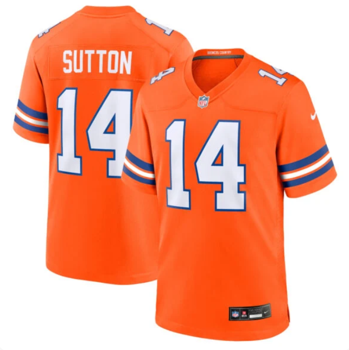 Men's Denver Broncos Courtland Sutton #14 Orange Mile High Collection 1977 Throwback Jersey