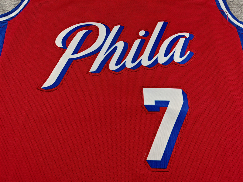 Men's Philadelphia 76ers Jaylen Brown #7 Red Swingman Jersey – Statement Edition