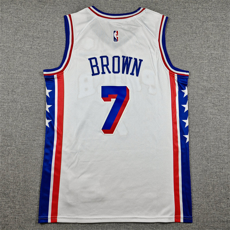 Men's Philadelphia 76ers Jaylen Brown #7 White Swingman Jersey – Association Edition