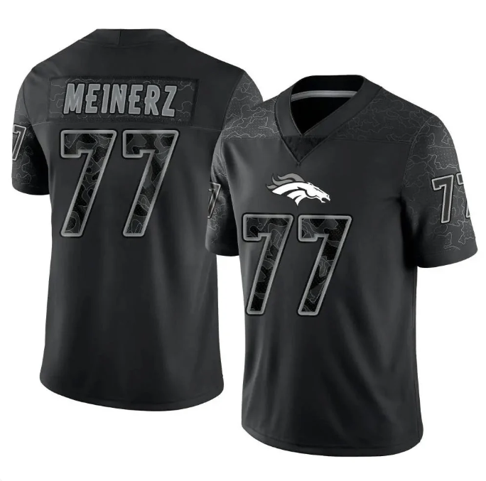Men's Denver Broncos Quinn Meinerz #77 Black Reflective Limited Stitched Jersey