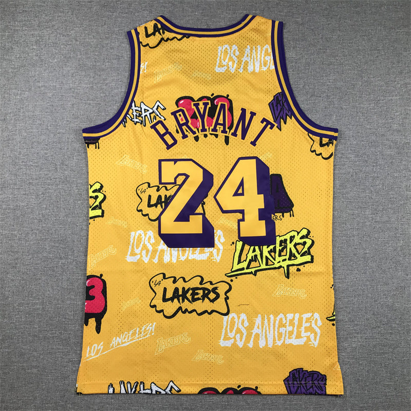 Men's Kobe Bryant Los Angeles Lakers #24 Mitchell & Ness Swingman Graffiti Edition Jersey – Yellow
