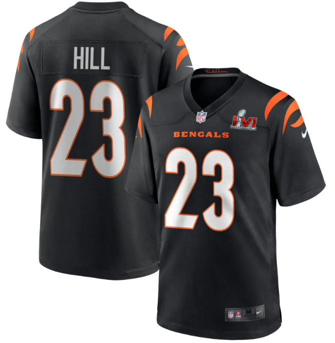 Men's Dax Hill Cincinnati Bengals Nike Super Bowl LVI Game Jersey | Black | Officially Licensed