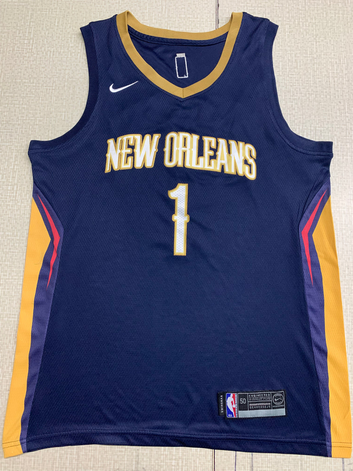 Men's New Orleans Pelicans Zion Williamson #1 Nike Icon Edition Navy Swingman Jersey