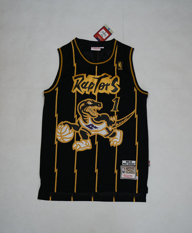 Men's Toronto Raptors Tracy McGrady #1 Mitchell & Ness 1998-99 Hardwood Classics Swingman Jersey – Black